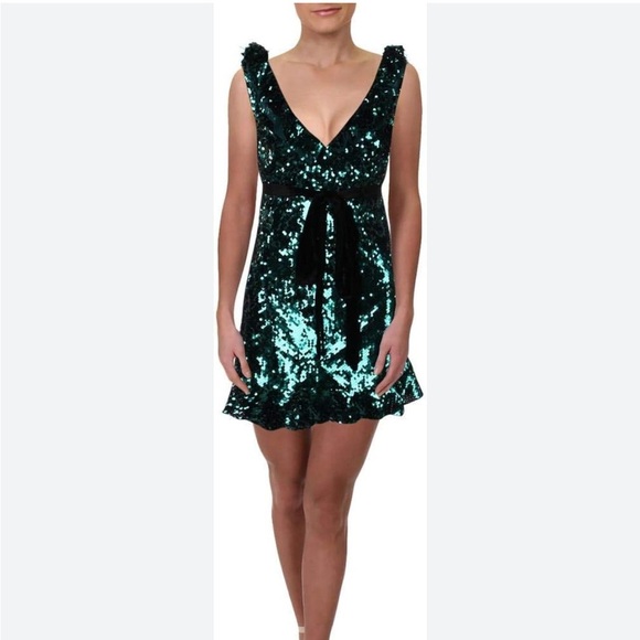 Free People | Spirulina Sequin Cocktail Dress - low back with waist tie - Size 8 - Picture 5 of 12